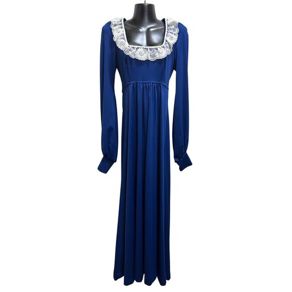 VTG Handmade CALIFORNIA LOOK Dress S Boho Retro Hippie Maxi/Floor Length Blue - Picture 1 of 10